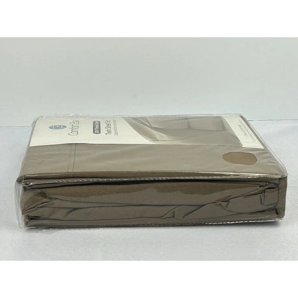 Comfort Bay Twin Sheet Set 200 Thread Count Cotton Blend Tan NEW
